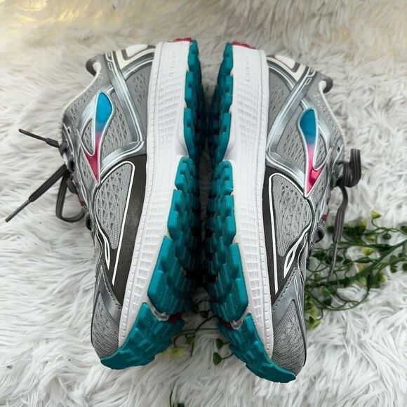 BROOKS Women’s Ghost 8 Gray Merallic Silver Pink Running Shoes sz 8.5 Wide - Picture 4 of 10